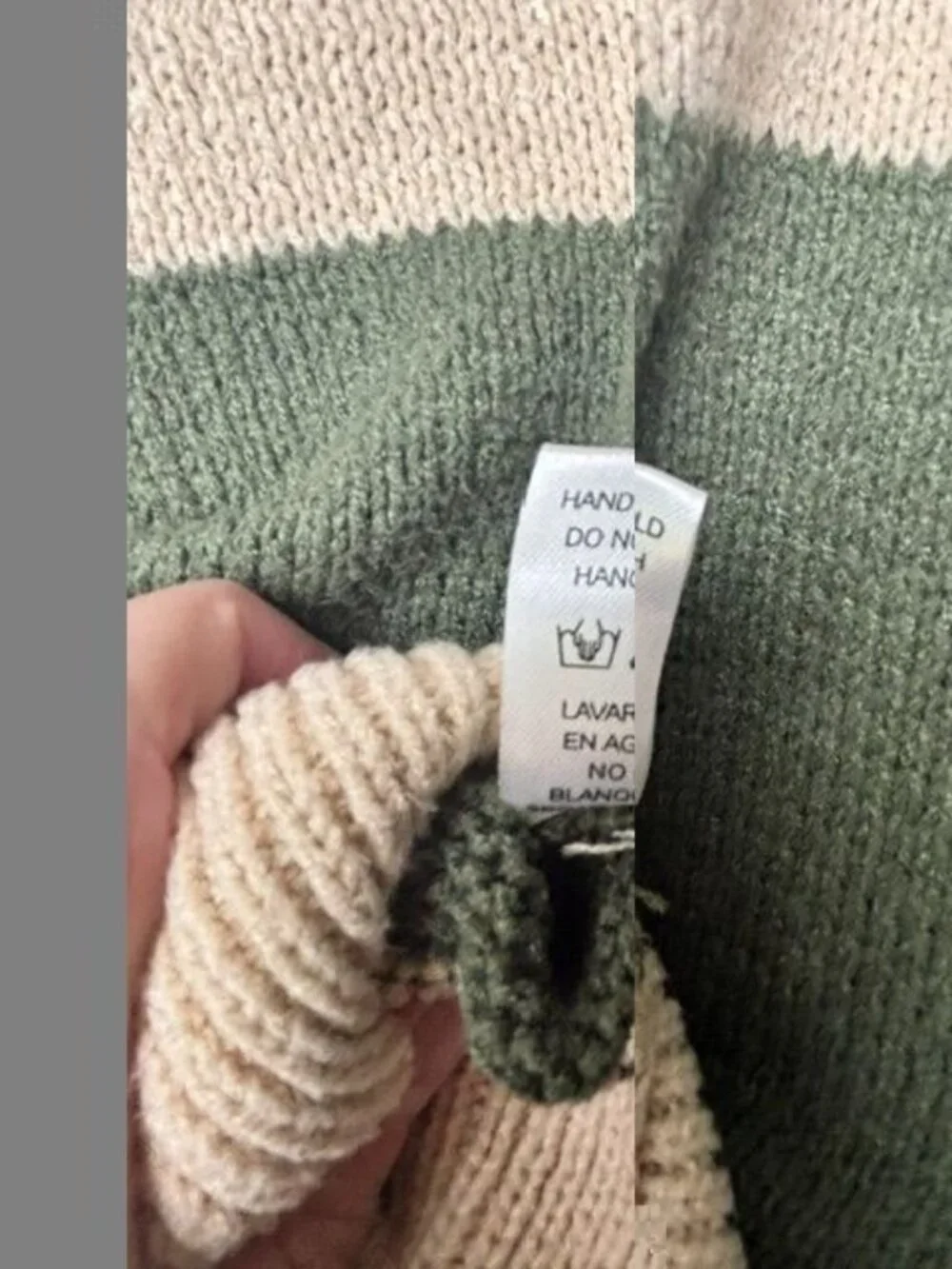 Doe and Rae Women's Green Cream Striped Knit Sweater M Criss Cross Back